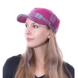 Newsboy Cap Baker Boy Fiddler Military Cabbie Hat Flat Beret in Pink Tweed by CRAGGI