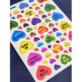 XIAXIN TSS-652 Waterproof Hologram Glitter PVC Heart Sticker Sticker Set Weatherproof Water Resistant Heart Character Suitcase Nameplate Locker Indoor Outdoor Use