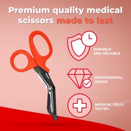 Ever Ready First Aid Autoclavable Titanium Bonded Bandage Shears 7 1/4" Bent - Orange