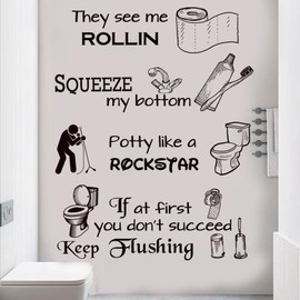 Wall Decals for Bathroom Wall Sticker Bathroom Funny Sayings Quotes Wall Decor Sticker for Toilet