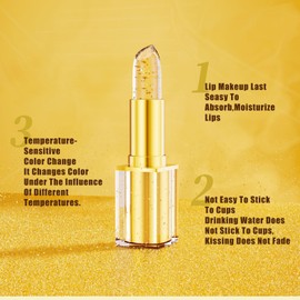 3PCS Crystal Flower Jelly Lipstick Set,Magic Temperature Color Change Lip Balm Long Lasting Moisturizer Clear Lip Gloss Flower Jelly Lipstick Makeup Set(Pink)