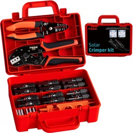 PEBA Solar Crimper Tool Kit 16 PCS Solar Tools - a Crimper AWG16-10, a Wire Stripper, 12 Pairs of Solar Connectors,2 Pairs of Solar Connector Spanner Wrench for Solar Panel Cable Assembly/Installation