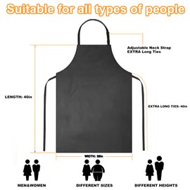 Gotega 4 Pack Waterproof Rubber PVC Apron Adjustable Dishwasher Apron-Women Men Heavy Duty Work Apron for Dishwashing Chemical Lab Butcher Grooming Black
