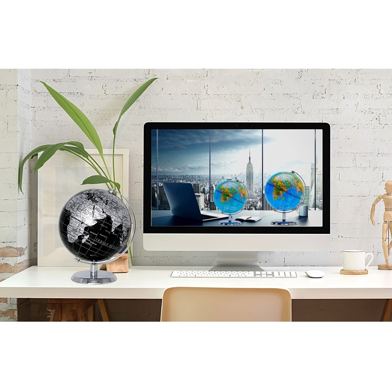 Topglobe 14 cm Metallic Globe - English Map - Educational/Geographical/Decoration