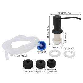 Soap Dispenser, Liquid Soap Dispenser, Embedded Dispenser for Kitchen Sink, 304 Stainless Steel, 45 Inch Extension Tube, 360° Swivel Pump Head, Black