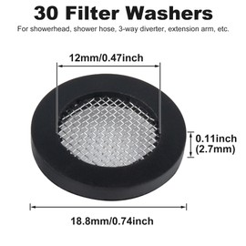 PAGOW 30 Pcs 1/2" Shower Head Screen Filter Gasket, Hose Filter Washers, Stainless Steel Seal O Ring Hose Net 40 Mesh for 1/2" Fixed and Handheld Shower Head Hose, Water Faucet, Garden Hose, Pump