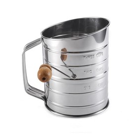 Zemensha Stainless Steel 3 Cups Flour Sifter for baking | Rotary Hand Crank Powdered sugar shaker and flour duster|