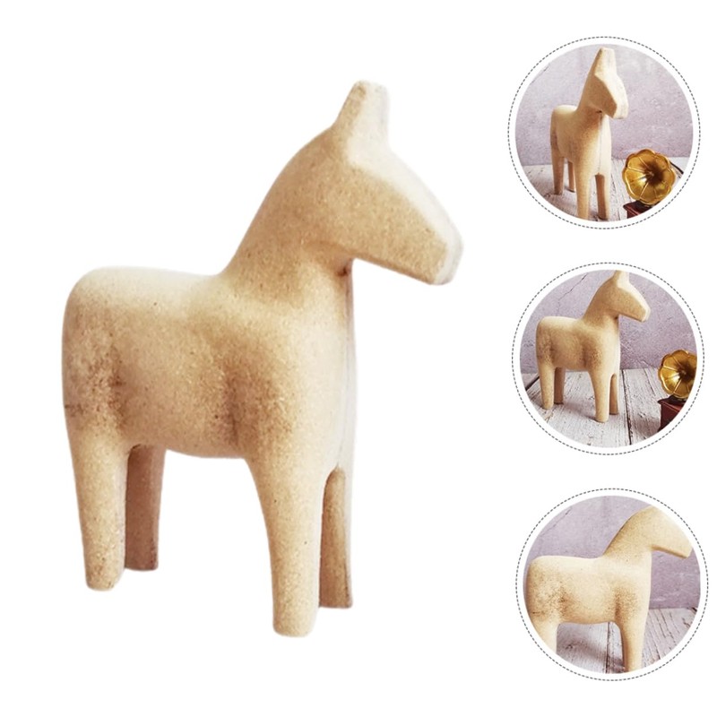 KOMBIUDA 2pcs Unfinished Wooden Horse Figurines for Painting Rustic Home