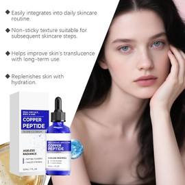 Suero de Péptido de Cobre GHK-CU al 1% para Rostro, Cuerpo y Cabello – Suero Hidratante y Reafirmante Potenciado con Péptidos para una Piel Radiante y Suave – Hidratante Diario Ligero No Pegajoso para Todo Tipo de Piel, 30ml