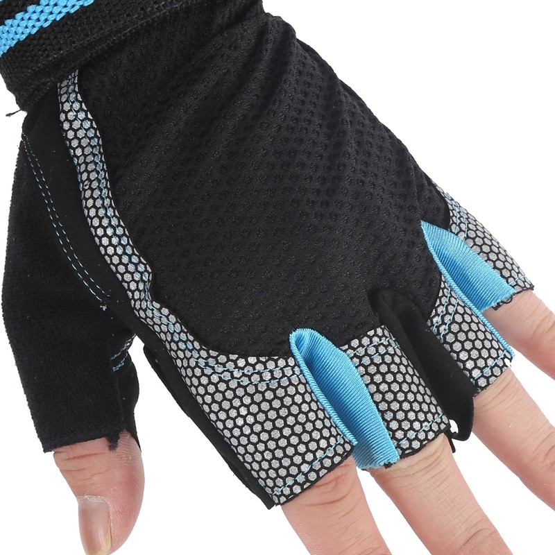 Half Finger Adjustable Cycling ShockAbsorbing Gloves AntiSlip Bicycle Gloves Blue(Blue