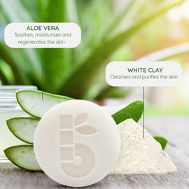 Bambaw | Rasierseife | 70g | Bio-Rasierseife aus weißer Tonerde und Aloe Vera | Naturseife für empfindliche Haut | Vegane Seife ohne Palmöl | Parfümfreie Rasierseife