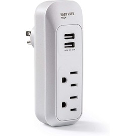 Multi Plug Outlet Expander 2 AC Outlets & 2 USB Charging Ports 3 Prong Wall Plug Adapter Ideal for Home Travel Cruise and Work, ETL Listed