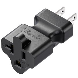 Plugrand 15 Amp to 20 Amp T Blade Power Adapter, Nema 5-15P to 5-15R/5-20R AC Adapter (1)