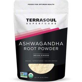 Terrasoul Superfoods Organic Ashwagandha Root Powder, 1 Lb - Stress Adaptogen | May Improve Sleep | Lab-Tested for Quality