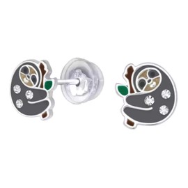 Sloth .925 Sterling Silver Tiny Stud Earrings (Hypoallergenic)