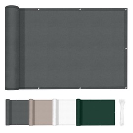 HENG FENG Balcony Privacy Screen, 90 x 400 cm, Balcony Cladding, Wind Protection, Sun Protection and Weatherproof, No Drilling, Anthracite