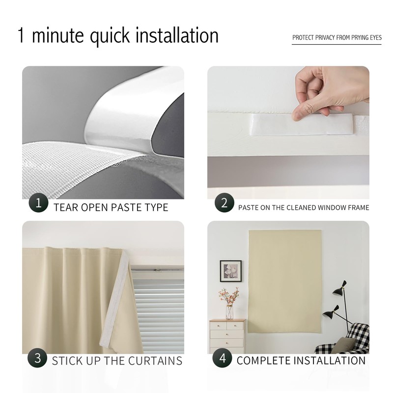 Self Adhesive Portable Blackout Curtains for Bedroom Easy to Install