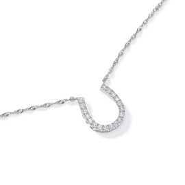 JTV Cubic Zirconia Rhodium Over Sterling Silver Horseshoe Necklace - Silver Necklace for Women - Faux Diamond Necklace - Pendant Necklace for Women - Cubic Zirconia Necklace - Wedding Jewelry
