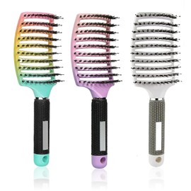 Hair Brush, 3 Pcs Curly Hair Brush Comb Boar Bristle Paddle Hairbrush Boar Bristle Paddle Hairbrush for Women Detangling Thick Hair Vented For Faster Drying Soft Massage Hair Comb