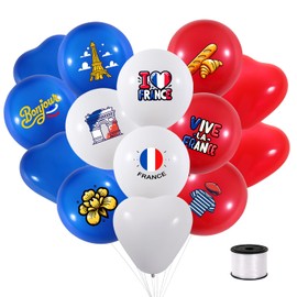 France Balloons, 96pcs French Balloons, Htabiol France Party Decorations, French Party Decorations, Fit for Paris Birthday Decor, Bastille Day Decor, Parisian and Eiffel Tower Themed Birthday