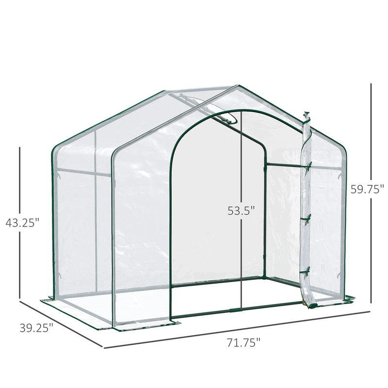 Outsunny 6' x 3' x 5' Portable Walk-in Greenhouse, Plastic