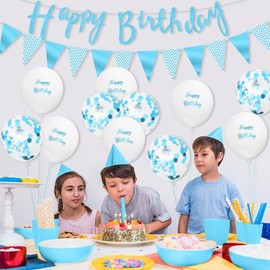 Blue Birthday Decorations Boys Happy Birthday Decorations Kids Happy Birthday Banner Balloons by RichMoho
