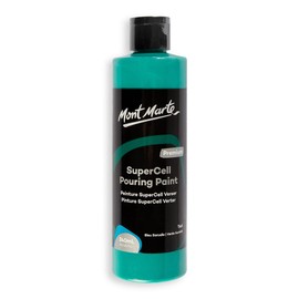 MONT MARTE SuperCell Pouring Paint Premium 8.1 US fl.oz (240ml) – Teal Paint Bottle, Creates Instants Cells In Fluid Art, Ideal for Art, Craft, Pour Art