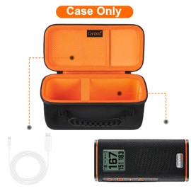 Canboc Hard Carrying Case for Bushnell Wingman View Golf GPS Speaker, Mesh Pocket fits Charging Cords and Accessories, Black+Orange