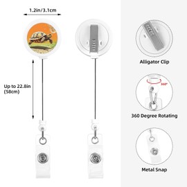 Retractable Badge Holder Reel with Alligator Clip Heavy Duty Badge Reels Tortoise Turtle Jumping Nurse Name Badge Clip ID Badge Holder with Belt Clip Key Ring for Key Name Card Holder