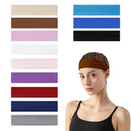 12 PCS Headbands for Women, KUAOOAUK Yoga Soft and Elastic Non Slip Hair Bands, Absorbed Sweat Stretchy Hair Accessories for Women Teens Girls Travel Running Sport Workout
