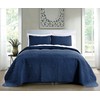 Pure Bedding Quilt Set Full/Queen Size Navy - Oversized Bedspread