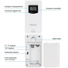 Newentor 뉴엔터 실내 무선 원격 센서 Q3/FJ3378 Q6용 온도 및 습도 측정기 Newenter Indoor Wireless Remote Sensor Q3/FJ3378 Q6 Temperature and Humidity Meter