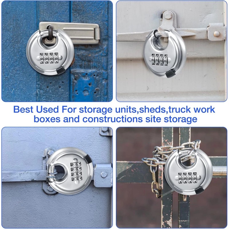 Kuahome 10 Packs 4 Digit Combination Locks Stainless Steel Disc