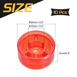 MECCANIXITY 10 Pcs Footswitch Toppers Guitar Pedal Button Caps Plastic Footswitch Top Cover 3/8" for Guitar Effects Pedal Buttons, Red