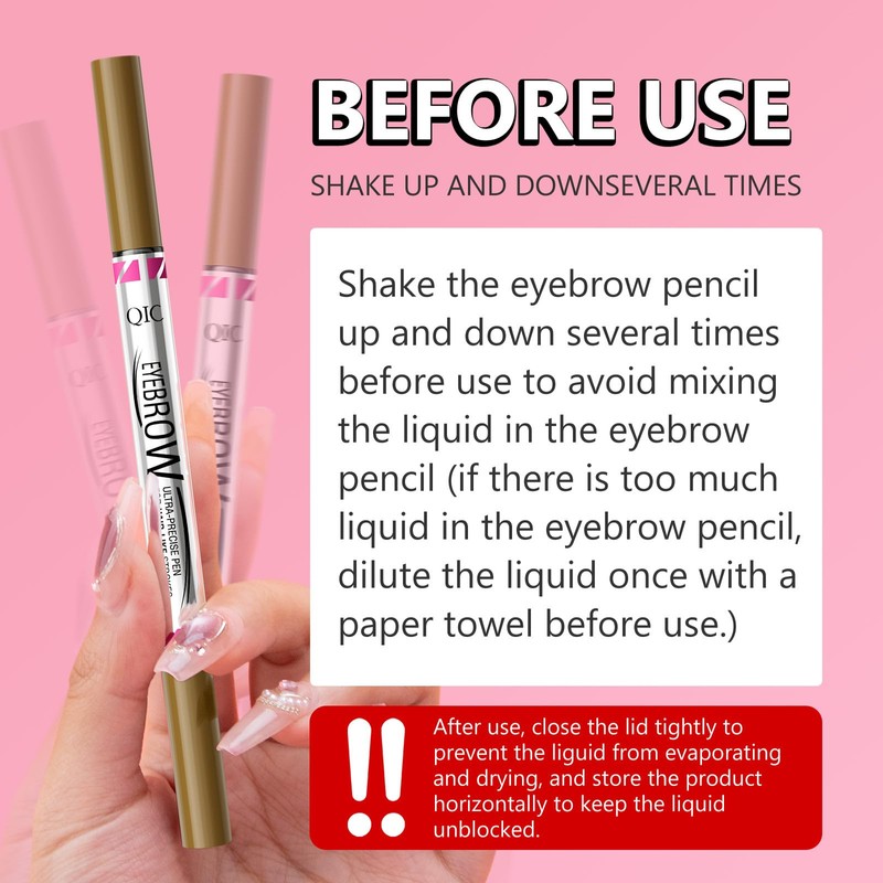 Dual-Ended Eyebrow Pencil - Waterproof, Ultra Fine With Two Micro-Fork