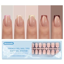 Dsixnails Uñas Postizas Cortas 150 Piezas Cuadradas En Tonos Piel Punta Francesa 5 Estilos De Gel Francés Uñas Prefrancesas Uñas Acrílicas De Gel Suav