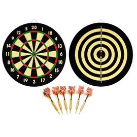 NEW DART BOARD + 6 BRASS DARTS FLAG CHECKERS 16.5" inch