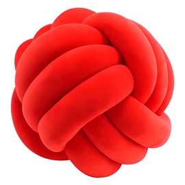 KEBAIHUA Knot Ball Pillows, Round Throw Pillow Cushion Home Decoration Soft Plush Pillow, Throw Knotted Ball Pillow Handmade Children Room Decoration Round Plush Toy Pillow (Red,8.5"/22cm)