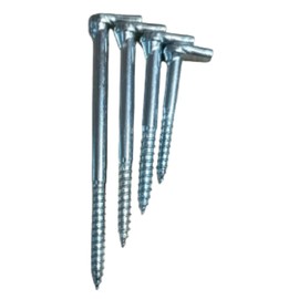 Screw Hooks with Cross Slot Heavy Duty Galvanised Steel Self Tapping Wood Square Hooks Metal Screw in Heavy Duty Dresser Cup Pack of 4 with Fixing (Hook Length 100 mm, Thread 5.8 mm)