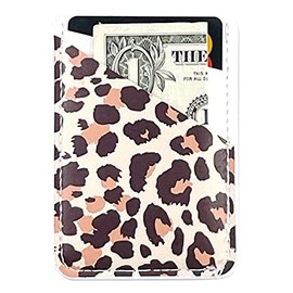 CalorMixs Stretchy Credit Card Holder, Cell Phone Pocket - Self Adhesive Sticker for Android Smartphones (Fit 4.7" Phones Above) (Khaki Leopard)
