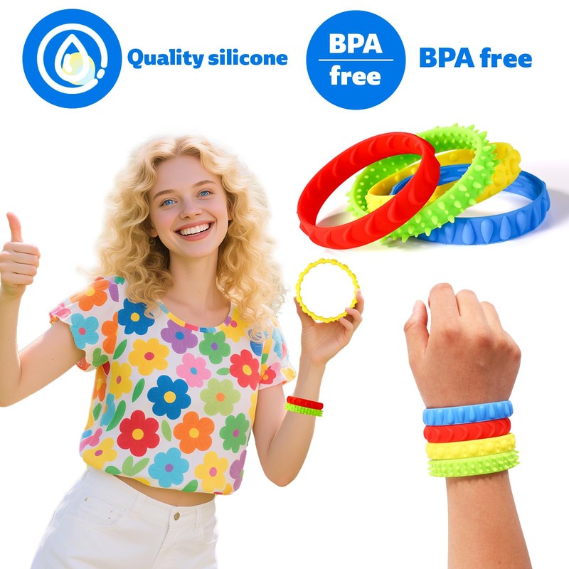 Lyreh 4pcs Sensory Fidget Bracelets, Stretchy Texture Bracelet Fidget Toys