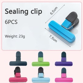 6 Pcs Bag Clips for Food Storage, Food Clips, Food Bag Clips, Bag Clips, Kitchen Supplies Suitable for Home and Snack Kitchen Food (6 Colors)