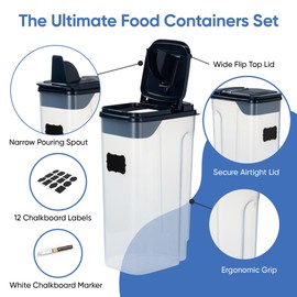 Chef's Path Airtight Food Storage Containers - Pack of 4 (4L/135.3oz) - MULTISPOUT Design for Kitchen & Pantry - BPA-Free Cereal Containers with Bigger Spout Mouth for Easy Pouring