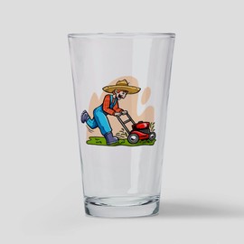 CafePress Lawn Mower Mowing Always Ready To M Pint Glass, 16 oz. Drinking Glass