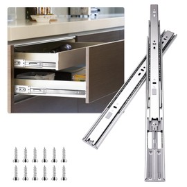 12 inch Drawer Slides 1 Pairs (2pcs) Soft Self Close Full Extension Ball Bearing Drawer Slides 3 fold Full Stretch Side Mount Drawer Slides 100 LB Capacity Drawer Slide 12" Silver