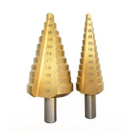 Step Drill Bit for Metal, Titanium High Speed Steel Step Drill Bit Set, Unibit Step Drill, Heavy Duty Step Bit, HSS Drill Bit Set Total 23 Sizes 1/4"-1-3/8", 3/16"-7/8"