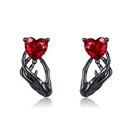 Skeleton Stud Earrings Sterling Silver Black Skull Earrings Gothic Jewelry for Women, Sterling Silver, No Gemstone