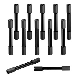 sourcing map 12 Pcs M3 x 50mm Knurled Aluminum Standoff Double-Head Spacer Column for FPV Drone RC Airplane Racing Car Simracing, Black