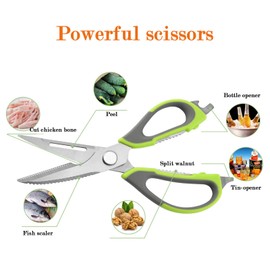 Kitchen Scissors,Herb Scissors with Kitchen Shears and Peeler,Easy to Clean,Heavy Duty Scissors for Fish, Salad,Chive, Meat, Basil, Multipurpose Sharp Sissors