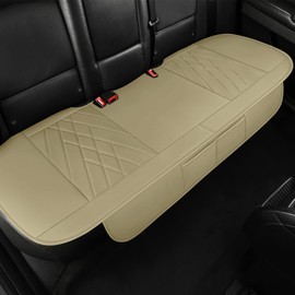 Microfiber Leather Car Seat Cover Full Set, Includes Front & Back Car Seat Protector, Premium Interior Covers with Storage Pockets, Padded Seat Covers for Cars Trucks SUV Auto (Beige)